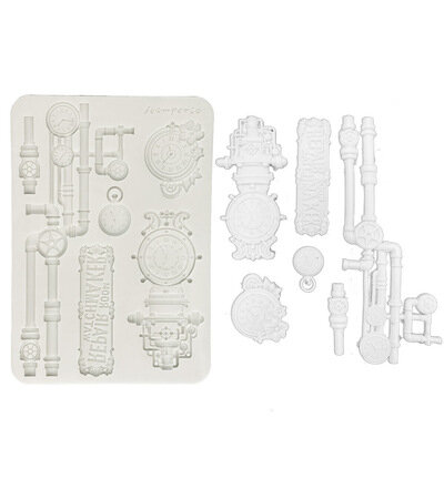 Stamperia Siliconen Mal A5 &ndash; Gardens of Time Clocks and Tubes KACMA608