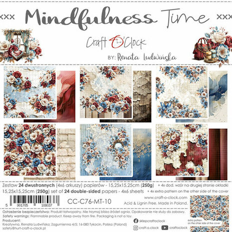 Craft O Clock Set of Papers 15x15 cm Mindfullness Time&nbsp;CC-C76-MT-10