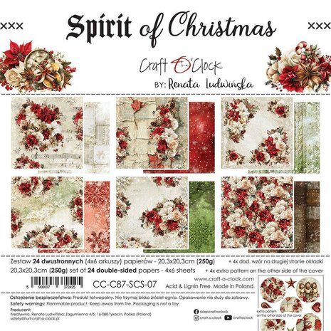 Craft O Clock Paper Pack 20x20 cm Spirit of Christmas&nbsp;&nbsp;CC-C87-SCS-07