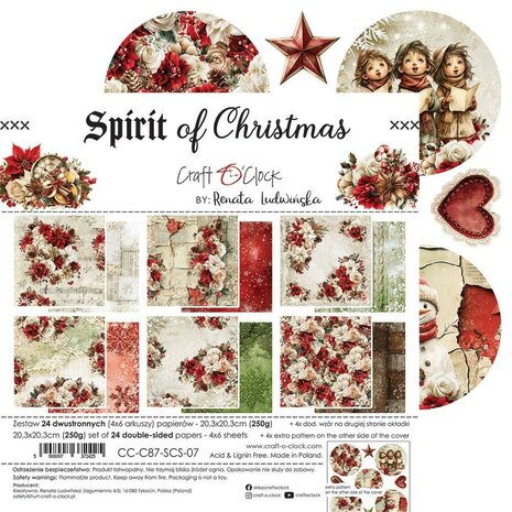 Craft O Clock Paper Pack 20x20 cm Spirit of Christmas&nbsp;&nbsp;CC-C87-SCS-07