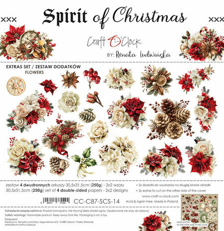 Craft O Clock Extras Set Flowers 30x30 cm Spirit of Christmas&nbsp;CC-C87-SCS-14