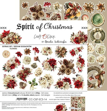 Craft O Clock Extras Set Flowers 30x30 cm Spirit of Christmas&nbsp;CC-C87-SCS-14