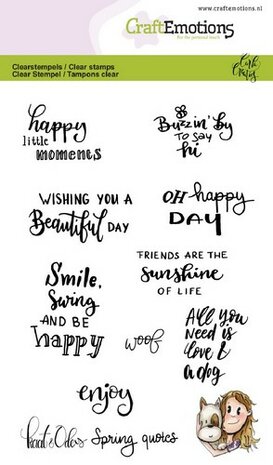CraftEmotions clearstamps A6 - Kaat en Odey Spring quotes (Eng) Carla Creaties 