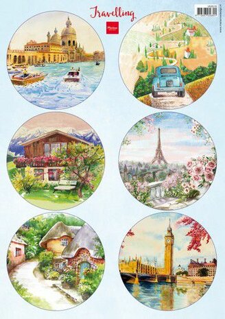 Marianne Design Decoupage Travelling VK9576 6 round designs