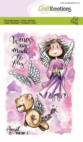 CraftEmotions clearstamps A6 - Angel &amp; Bear 1 Carla Creaties