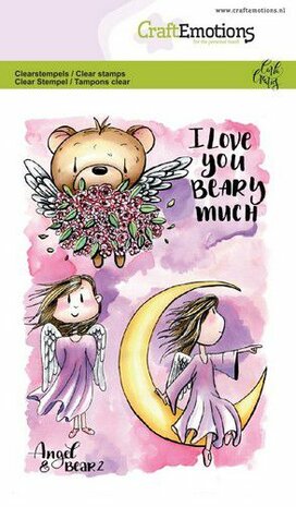 CraftEmotions clearstamps A6 - Angel &amp; Bear 2 Carla Creaties