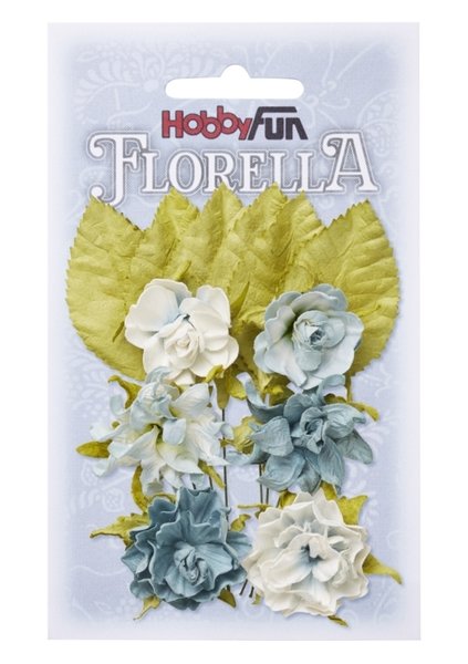 FLORELLA Bloemen en Bladeren Blauw, 3cm