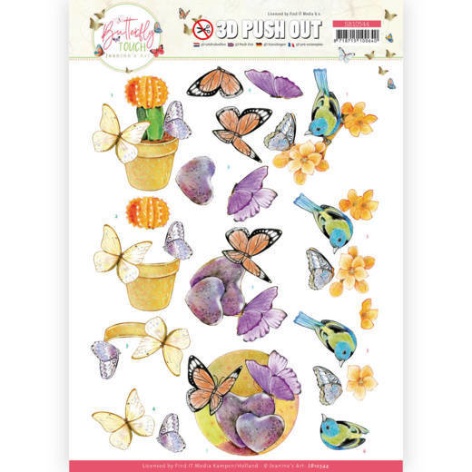 3D Push Out - Jeanine&#039;s Art - Butterfly Touch - Orange Butterfly