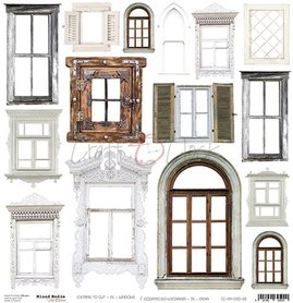 One-sided paper 12"*12" Mixed Media, extras to cut IX - Windows, 250 gsm