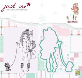 Nellie‘s Choice Just Me Die + Clear stamp Kerstshoppen 
