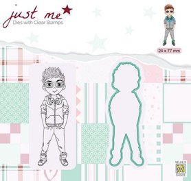 Nellie‘s Choice Just Me Die + Clear stamp Tiener Jongen 24x77mm