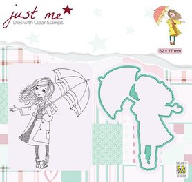 Nellie‘s Choice Just Me Die + Clear stamp Herfstweer 62x77mm