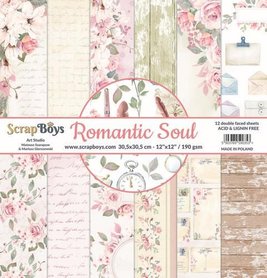 ScrapBoys Romantic Soul paperset 12 vl+cut out elements-190gr 30,5 x 30,5cm