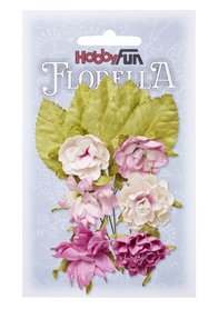FLORELLA Bloemen en Bladeren rosé, 3cm