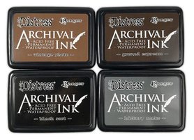 Ranger Distress Archival 4 Pack - Basics (Black,Espr,Smoke, Photo) Tim Holtz
