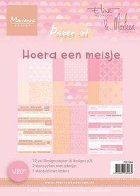Marianne Design Eline‘s Paperset Hoera een meisje (NL) PB7064 A5
