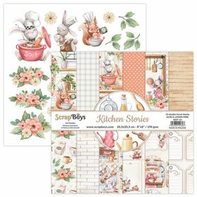 ScrapBoys Kitchen Stories paperpad 12 vl+cut out elements