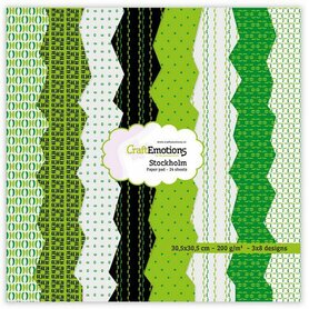 CraftEmotions Paper pad Stockholm - groen 24 vl 30,5x30,5cm