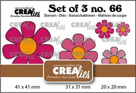Crealies Set of 3 Bloemen no. 28 met/zonder groefjes 
