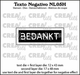 Crealies Texto Negativo Bedankt - NL 