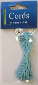Waxed katoen koord rond 0,5mm azure blauw 5m 
