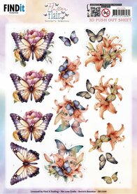 3D Push out Sheet - Berries Beauties - Flutter Flair - Orange Flutters