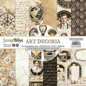 ScrapBoys Art Decoria paperpad 24 vl+cut out elements 15,2cmx15,2cm