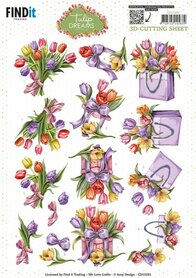 3D Cutting Sheet - Amy Design - Tulip Dreams - Colorful Tulips