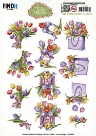 3D Push out Sheet - Amy Design - Tulip Dreams - Colorful Tulips