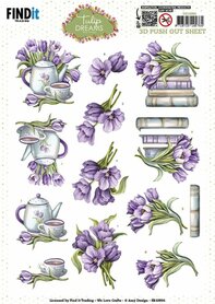 3D Push out Sheet - Amy Design - Tulip Dreams - Purple Tulips