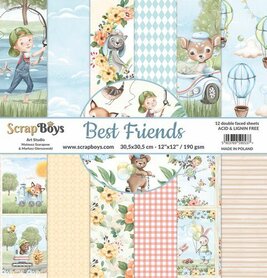 ScrapBoys Best Friends paperset 12 vl+cut out elements 30,5x30,5cm 