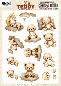 3D Push out Sheet - Berries Beauties - Teddy - Clouds