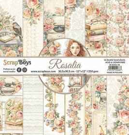 ScrapBoys Rosalia paperset 12 vl+cut out elements 30,5cmx30,5cm