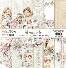 ScrapBoys Moments paperset 12 vl+cut out elements 30,5cmx30,5cm