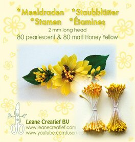 LeCrea - Meeldraden 2mm ±80 matt & 80 parel honinggeel 