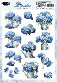 3D Pushout Sheet - Berries Beauties - Blue Meadow - Vase