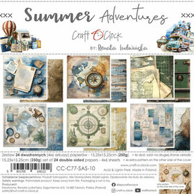 Craft O Clock Set of Papers 15x15 cm Summer Adventures