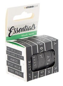 Studio Light Washi tape 5 rls tekst black & white Essentials nr.03 