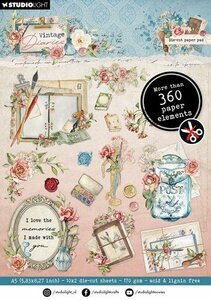 Studio Light Die-cut Paper Pad Vintage elements V. Diaries nr.175 