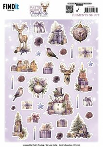 Cutting Sheet - Berries Beauties - Pastel Purple Christmas - Small Elements