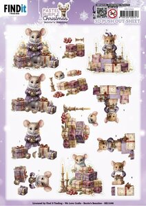3D Pushout Sheet - Berries Beauties - Pastel Purple Christmas - Mouse